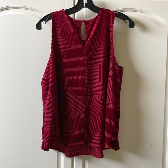 Anthropologie SUNDAY in BROOKLYN Tank Top Sz M Red Velvet Sleeveless Labrynth. - Picture 4 of 5